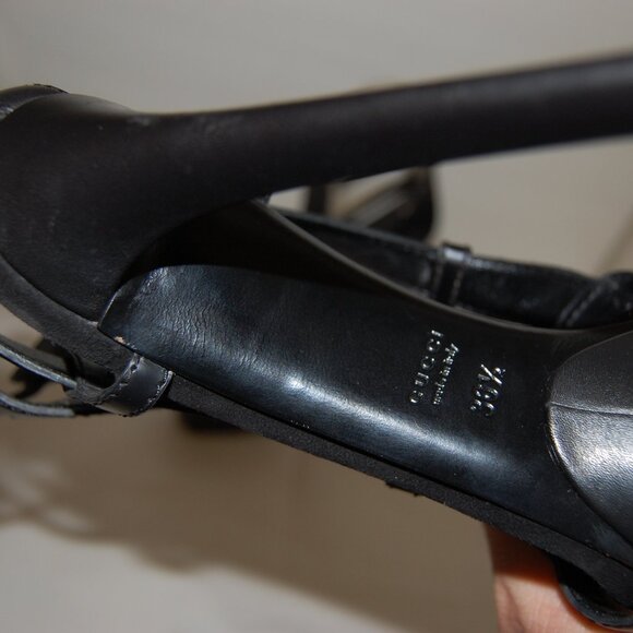 36.5/6.5❤️GUCCI Daryl Black Suede Leather High Heel Platform SANDALS ITALY - Picture 12 of 13